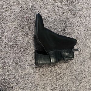 Black Ankle Boots with Croc-Embossed Heel